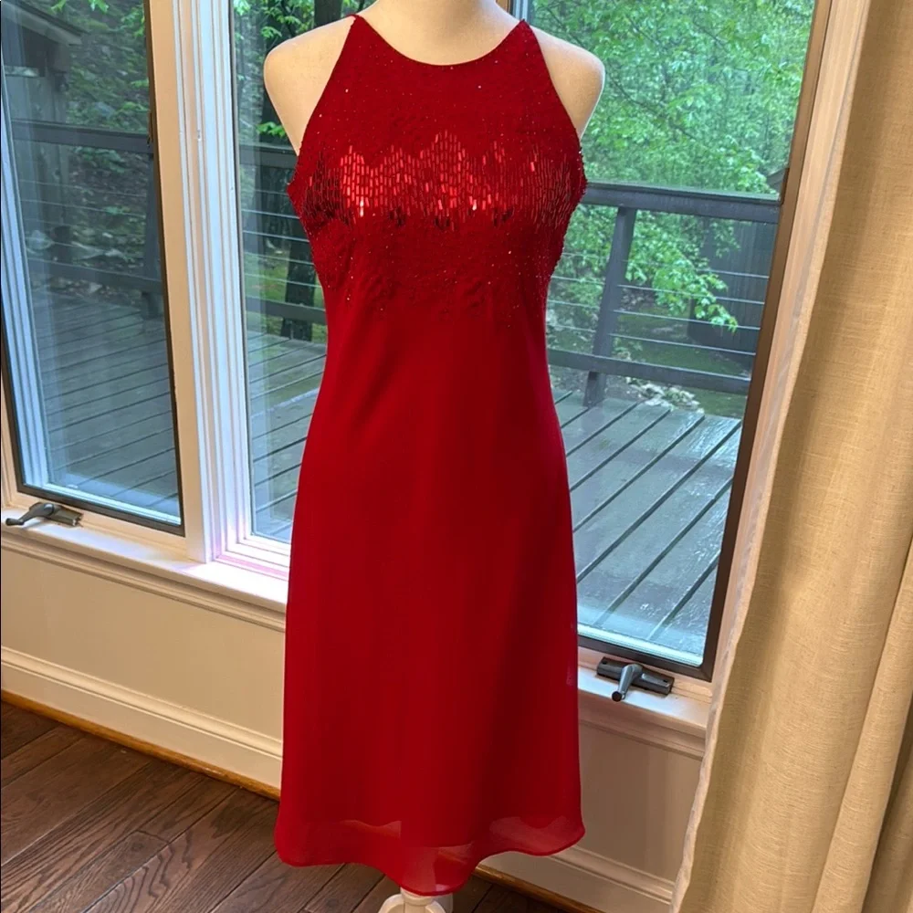 Cachet Elegant Red Sequin Dress 6❤️Valentines - Picture 1 of 6